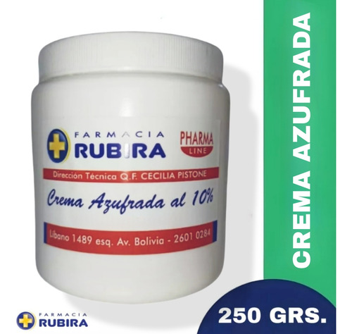 Crema Azufrada Al 10% 250 Grs Acné Rosácea 