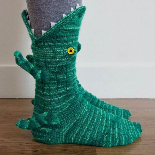 Imagen 4 de 4 de Animal De Navidad Calcetines De Cocodrilo De Punto Lindo