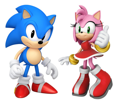 Pelúcias Sonic Azul E Amy Rosa 35 Cm