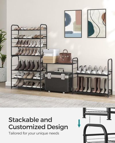 Songmics Zapatero Apilable, Estante De Almacenamiento De 4 N