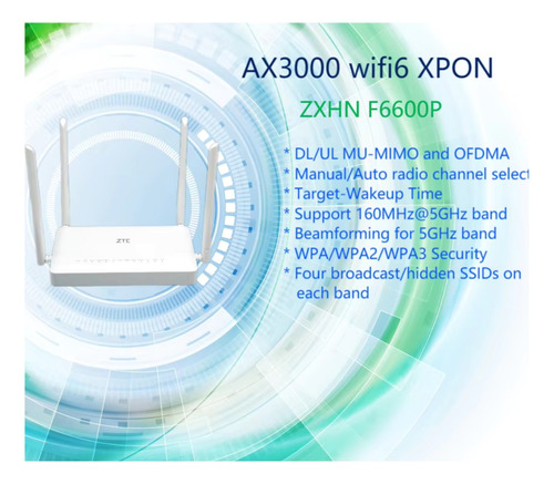 Kit 5 Roteador Zte Gpon Ont Zxhn F6600p Branco Wifi 6