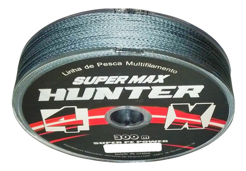 Linha Multifilamento 4x Hunter 0,47 Mm 300 Mt 74 Lbs Cinza