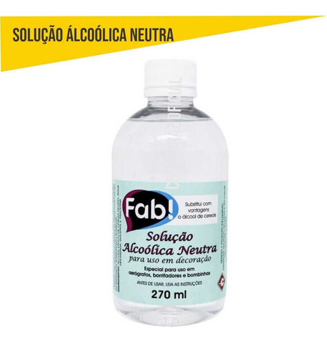 5 Solução Alcoolica Neutra 270ml Fab P/colorir Doces/bolos