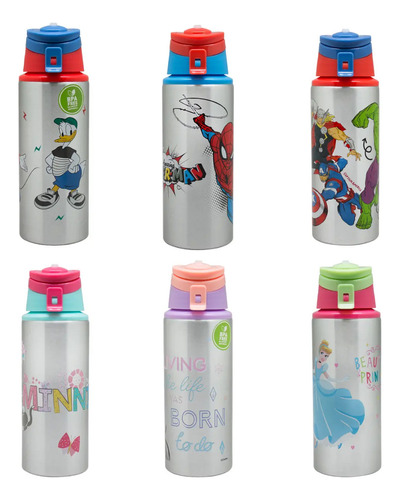 Botella Metalica Licencias Minnie Mickey Frozen Disney 500ml