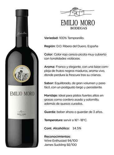 Vino Tinto Emilio Moro 750 Ml