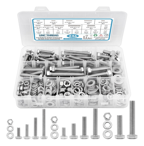 Juego De Tornillos Y Tuercas Hexagonales Acero Inoxidable