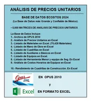 Comprar Matrices De Análisis De Precios Unitarios 2024