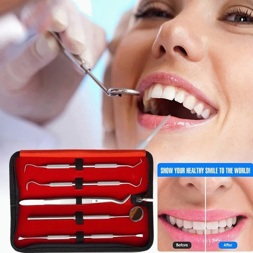 Imagen 5 de 8 de Set De 7 Herramientas De Limpieza Dientes Acero Inoxidable