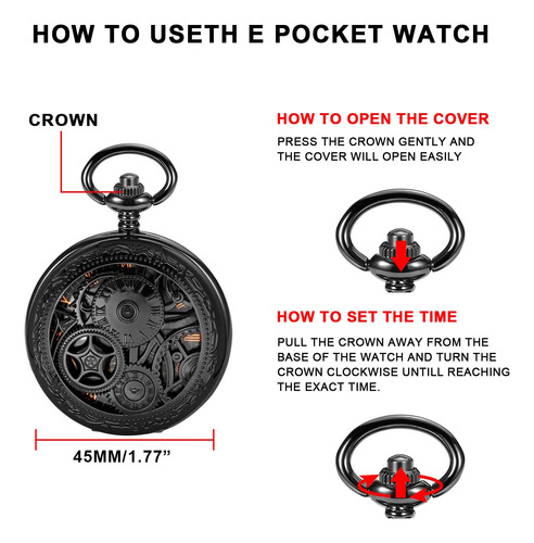 Reloj De Bolsillo Vintage Con Esfera Romana Mecánico Y Regal