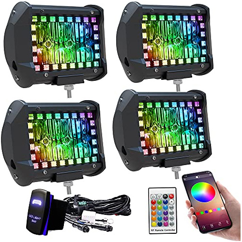 Juego De 4 Luces De Trabajo Led De 4 Pulgadas Halo Rgb ...