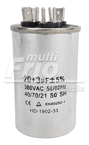 Capacitor Permanente 20 + 3uf 380v Duplo