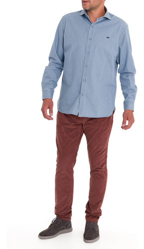 Camisa Algodón Orgánico Hombre Chambray Azul Rockford