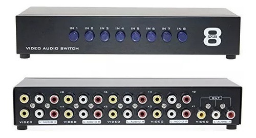 Av Switch Box Seletor Composto 8 Porta Rca Áudio Vídeo 8 Em 
