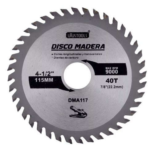 Disco De Sierra Circular 4 1/2'' 40 Dientes Melamina Esmeril