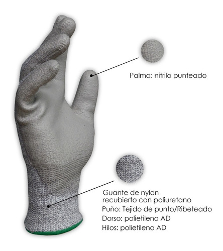 Imagen 2 de 4 de 5 Pares De Guantes Anticorte Nivel 5 Industrial Steelpro