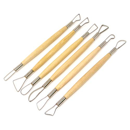 6-piece Wooden Handle Double Ended Modeling Tools Sculp...