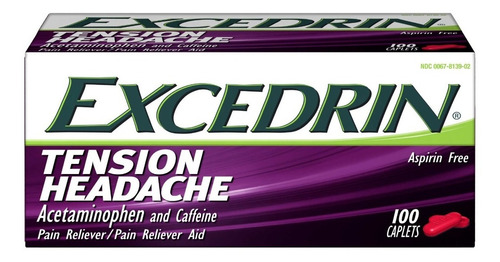 Excedrin Tension Headache Para Dolor De Cabeza 100 Cápsulas