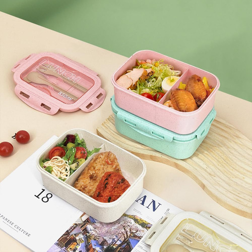 2 Artículos Bento Box Fiambrera Lonchera Para Adultos