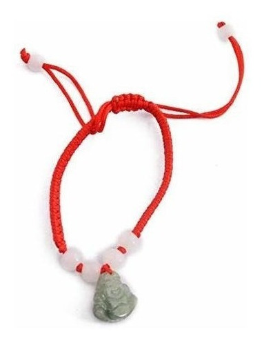 Feng Shui Kabbalah Rojo Cadena Pulsera Con Jade Buda Que Ríe