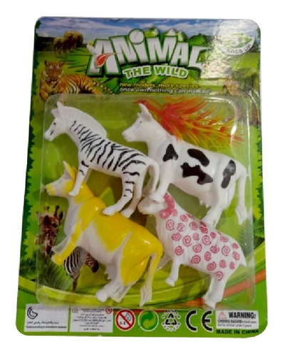 Combo 4 Animais Pvc Maquete Escola Zoo Fazenda