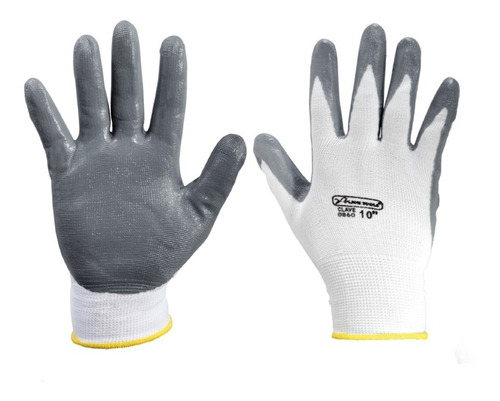 12 Par Guantes Blancos Nitrilo Tela Trabajo Jardinería Nylon