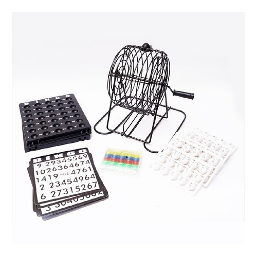 Juego De Bingo Con Balotera + Tabla + Cartones Y Fichas