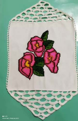 Cross Stitch Tortilla Warmer | Servilletas Mexicanas de Punto de Cruz | Red  Flowers