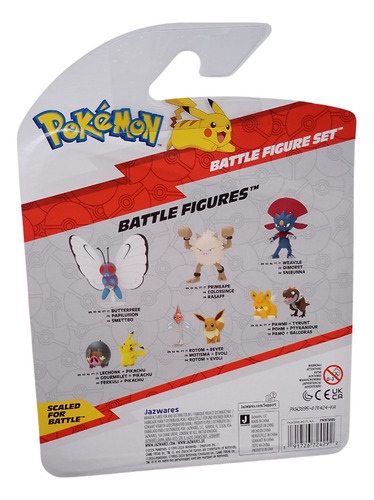 Pokemon Battle Figure Set Eevee, Wartortle, Murkrow (Usado)