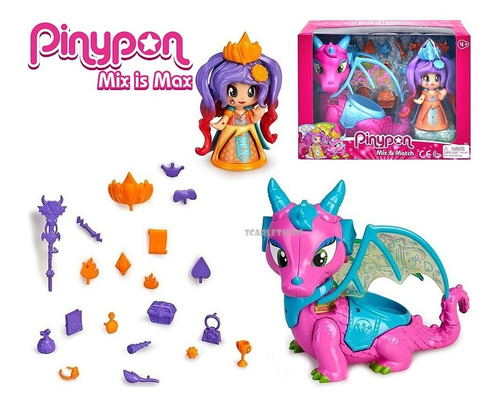 Imagen 2 de 7 de Pinypon Reina Y Dragon Mix Is Max Original Scarlet Kids