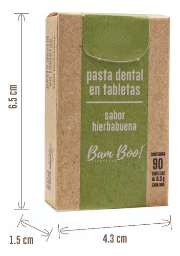 Imagen 3 de 7 de 20 Pack Pasta Dental Sólida Hierbabuen 90 Tabletas Bam Boo!