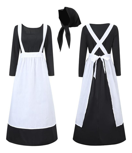 Disfraz De Sirvienta De Temporada Para Mujer, Vestido Largo