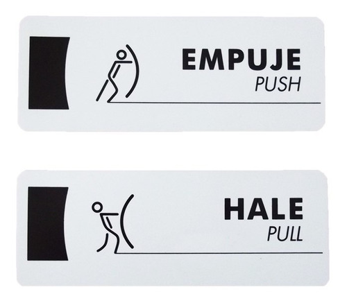 Aviso Señal Hale Empuje X2 Para Puertas Adhesivo 21x8cm