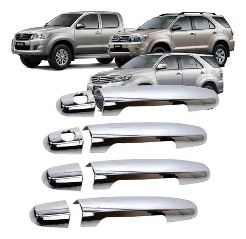 Kit 4 Cubre Manijas Cromadas Toyota Hilux Sw4 2005 2015 