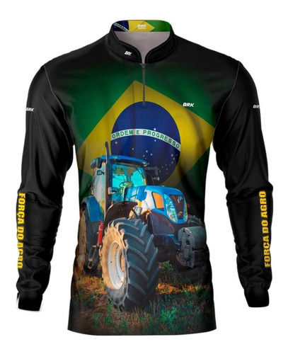 Camisa Camiseta Brk Fazenda Trator Agro Agricultura Com Uv50