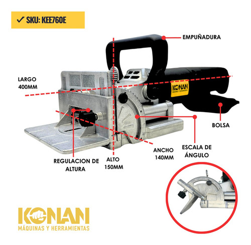 Engalletadora Madera 860w Carpinteria Ranura Galleta Konan