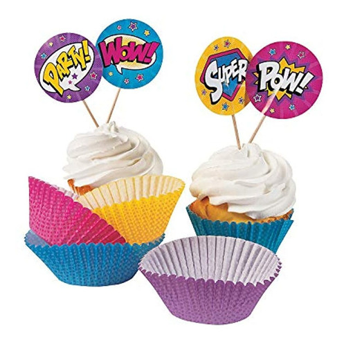 Superhero Girl Cupcake Wrappers With Picks