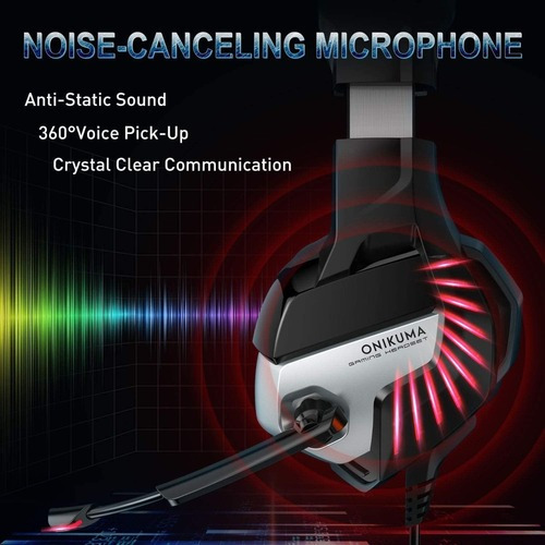 Auricular Gamer Onikuma K5 Pro Gaming Play Ps4 Pc Juegos Negro Con Rojo