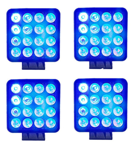 4x Farol Led Azul 16 Leds 48w Trilha Pulverizador Agricola