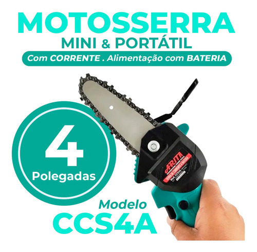 Mini Motosserra Arita 2 Baterias 21v 4 Polegadas Portátil Cor Verde