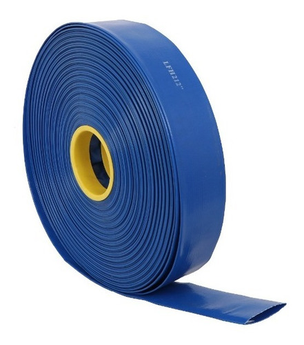 Imagen 3 de 5 de Manga Plana Azul Desagote Reforzada Con Tela D.63mm X Metro