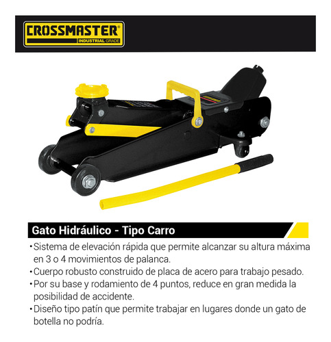 Imagen 2 de 4 de Crique Hidráulico Gato Carro 2tn-420mm Crossmaster 9936880