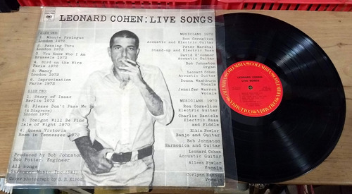 Leonard Cohen Live Songs 1973 Disco Lp Vinilo Usa