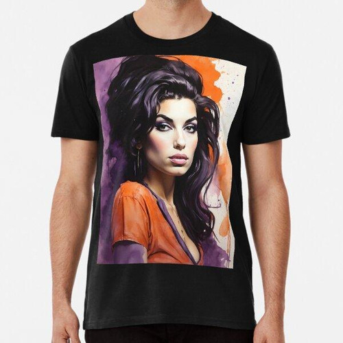 Remera Amy Winehouse Naranja Púrpura Acuarela Retrato Algodo