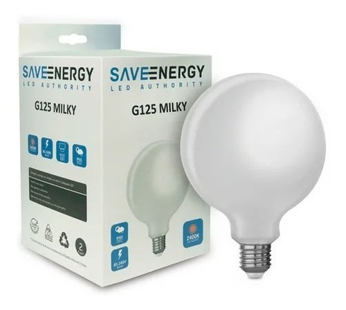 Lâmpada G125 Filamento Milky 8w Bivolt 2400k Save Energy Cor da luz 2400K (Branco-Quente)