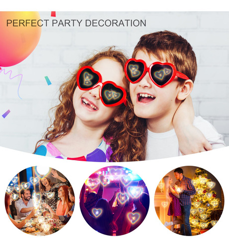Imagen 8 de 8 de Gafas De Difracción Fenical Rojo Forma De Corazón Festival L