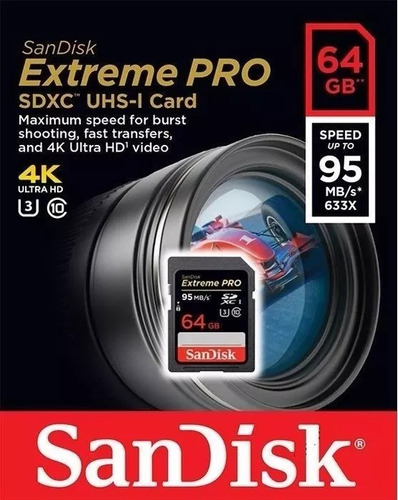 Cartão Sd Sandisk Sdxc Extreme Pro - 64gb 95mb/s Original