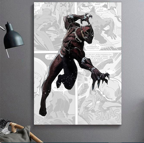 Cuadro Decorativo Black Panther Fondo Comic Canvas 40x60cm