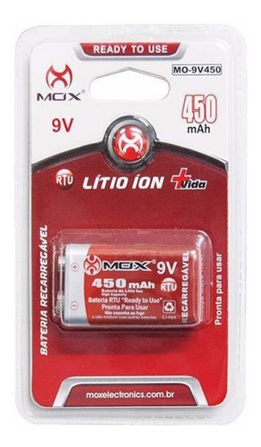 Imagem 3 de 3 de Carregador Com 1 Bateria Recarregavel 9v 450 Mah Auto Stop