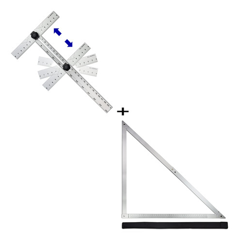 Regla Triangular Cuadrada Plegable Marco Aluminio Dibujo T