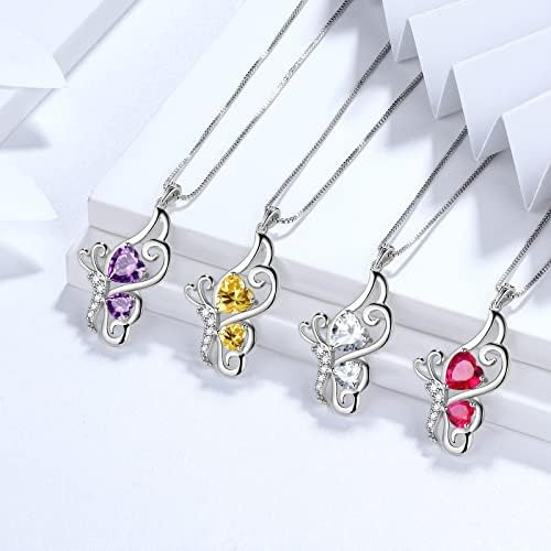 Collar De Corazón De Mariposa Azul Para Mujer, Plata De Ley